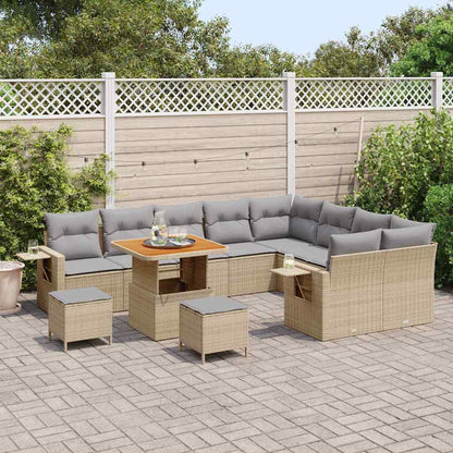 Set Divano da Giardino 12 pcs Beige e Grigio Chiaro polyrattan