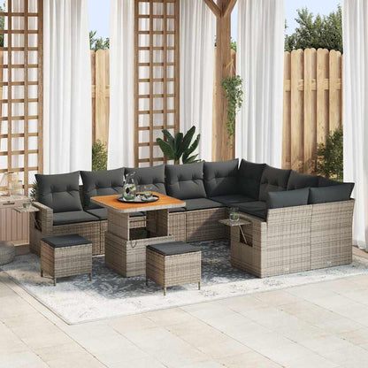 Set Divano da Giardino con cuscino 12 pcs Grigio polyrattan