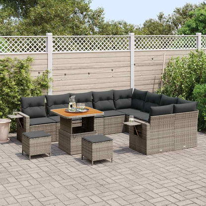 Set Divano da Giardino con cuscino 12 pcs Grigio polyrattan
