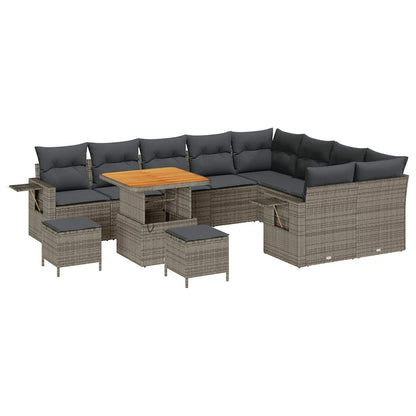 Set Divano da Giardino con cuscino 12 pcs Grigio polyrattan