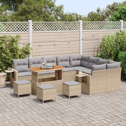Set Divano da Giardino 13 pcs Beige e Grigio Chiaro polyrattan