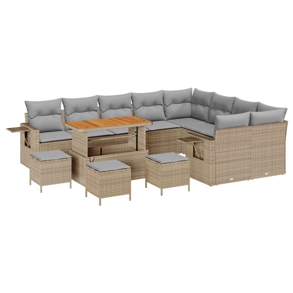 Set Divano da Giardino 13 pcs Beige e Grigio Chiaro polyrattan