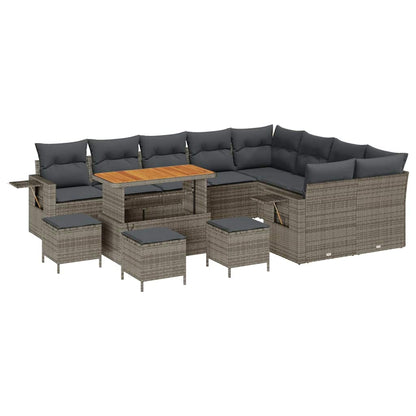 Set Divano da Giardino con cuscino 13 pcs Grigio polyrattan