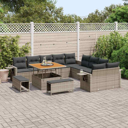 Set Divano da Giardino con cuscino 13 pcs Grigio polyrattan