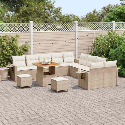 Set Divano da Giardino con cuscino 13 pcs Beige polyrattan