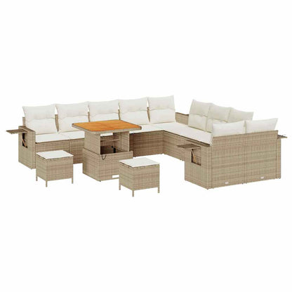 Set Divano da Giardino con cuscino 13 pcs Beige polyrattan
