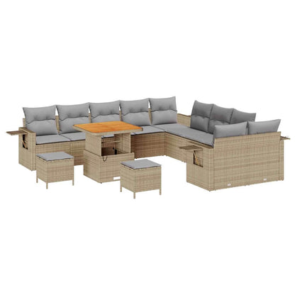 Set Divano da Giardino con cuscino 13 pcs Beige polyrattan