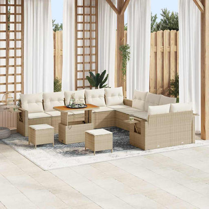 Set Divano da Giardino con cuscino 13 pcs Beige polyrattan