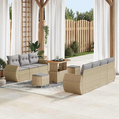 Set Divano da Giardino 10 pcs beige e grigio chiaro polyrattan
