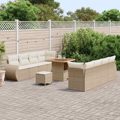 Set Divano da Giardino 11 pcs Beige Poly Rattan