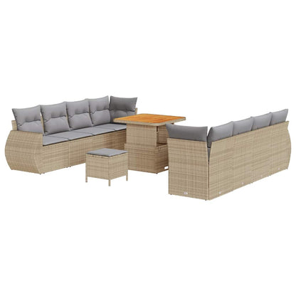 Set Divano da Giardino 11 pcs Beige Poly Rattan