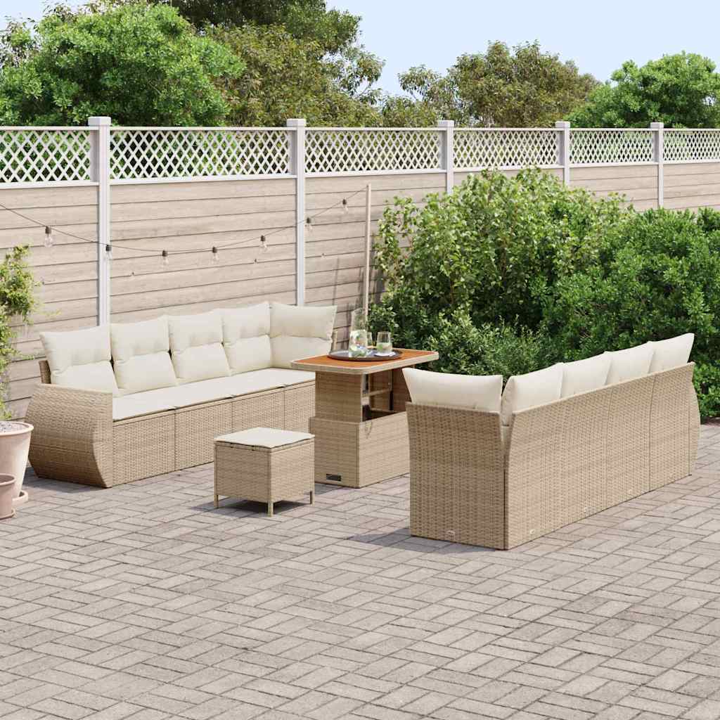 Set Divano da Giardino 11 pcs Beige Poly Rattan