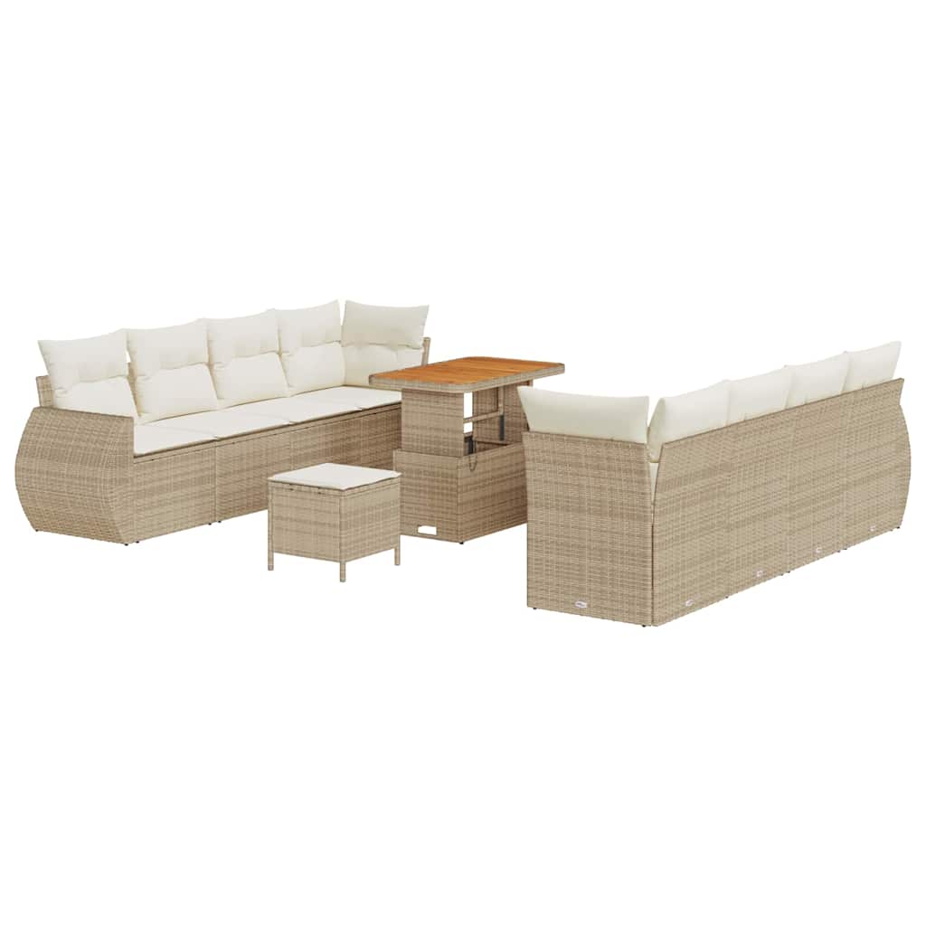 Set Divano da Giardino 11 pcs Beige Poly Rattan