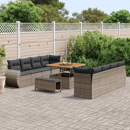 Set Divano da Giardino 11 pcs Grigio Poly Rattan
