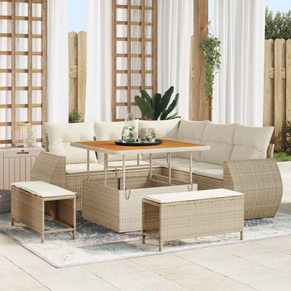 Set Divano da Giardino 8 pcs Beige e Crema polyrattan