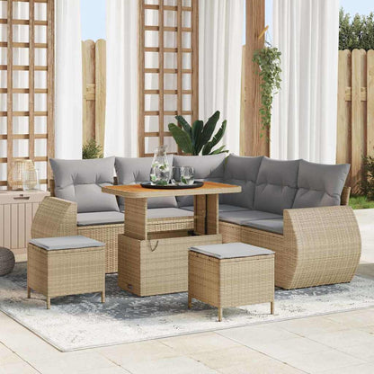 Set Divano da Giardino con cuscino 8 pcs Beige e Grigio Chiaro