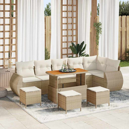 Set Divano da Giardino con cuscino 10 pcs Beige e Crema