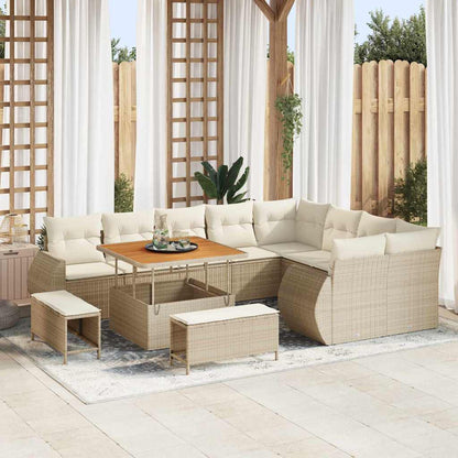 Set Divano da Giardino con cuscino 12 pcs beige e panna