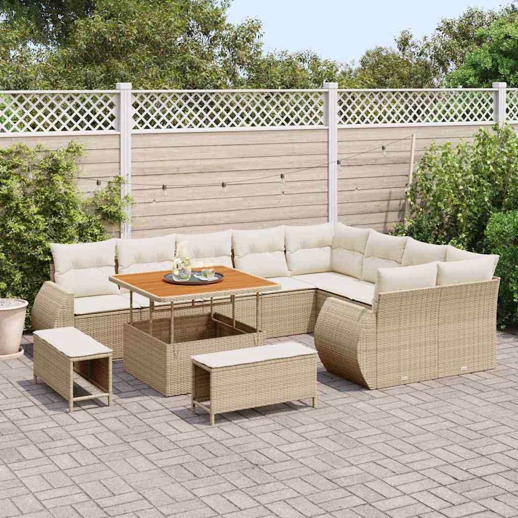 Set Divano da Giardino con cuscino 12 pcs beige e panna
