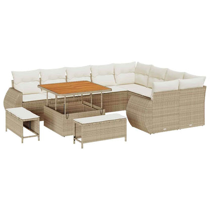 Set Divano da Giardino con cuscino 12 pcs beige e panna