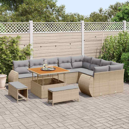 Set Divano da Giardino con cuscino 12 pcs Beige e Grigio Chiaro