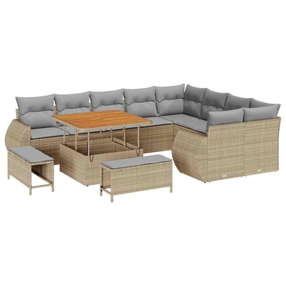 Set Divano da Giardino con cuscino 12 pcs Beige e Grigio Chiaro