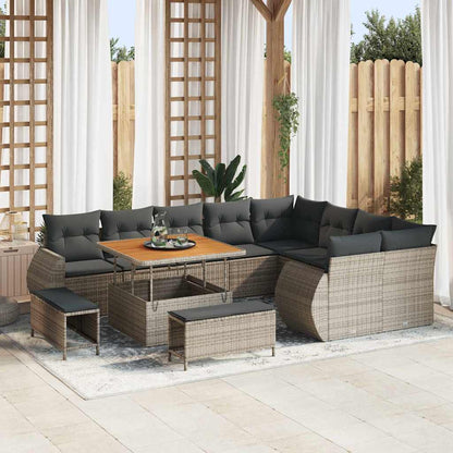 Set Divano da Giardino con cuscino 12 pcs Grigio
