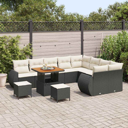 Set Divano da Giardino con cuscino 12 pcs Nero e Crema