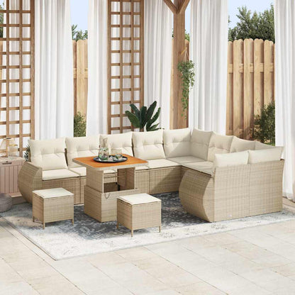 Set Divano da Giardino con cuscino 12 pcs beige e panna