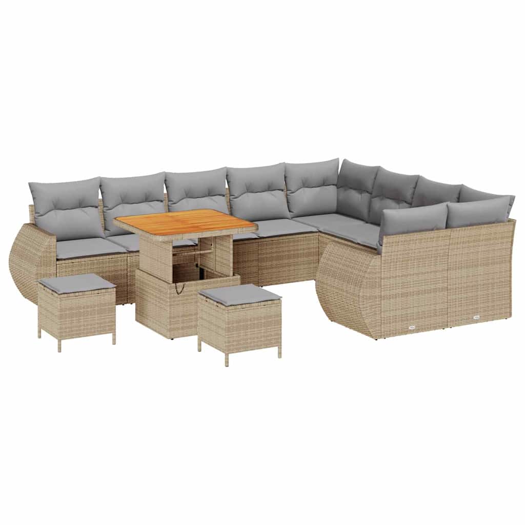 Set Divano da Giardino con cuscino 12 pcs Beige e Grigio Chiaro