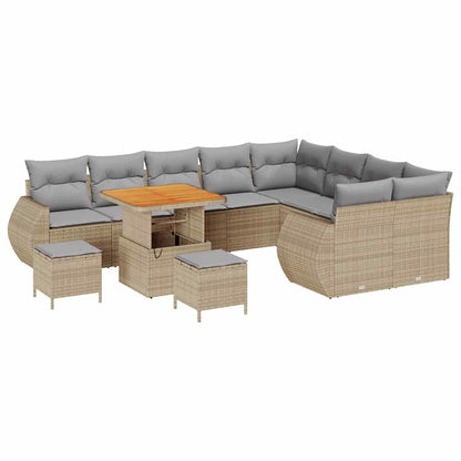 Set Divano da Giardino con cuscino 12 pcs Beige e Grigio Chiaro