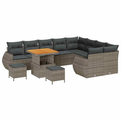 Set Divano da Giardino 12 pcs Grigio Rattan in Polipropilene