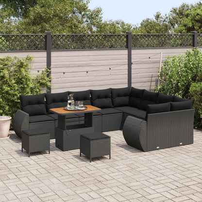Set Divano da Giardino con cuscino 12 pcs Nero