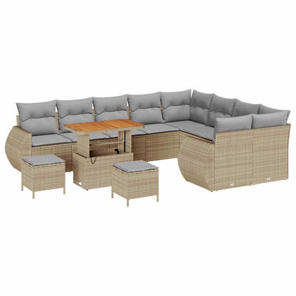 Set Divano da Giardino con cuscino 12 pcs Beige e Grigio Chiaro