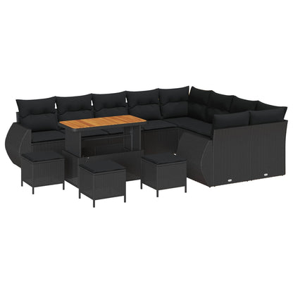 Set Divano da Giardino 13 pcs Nero Rattan in Polipropilene