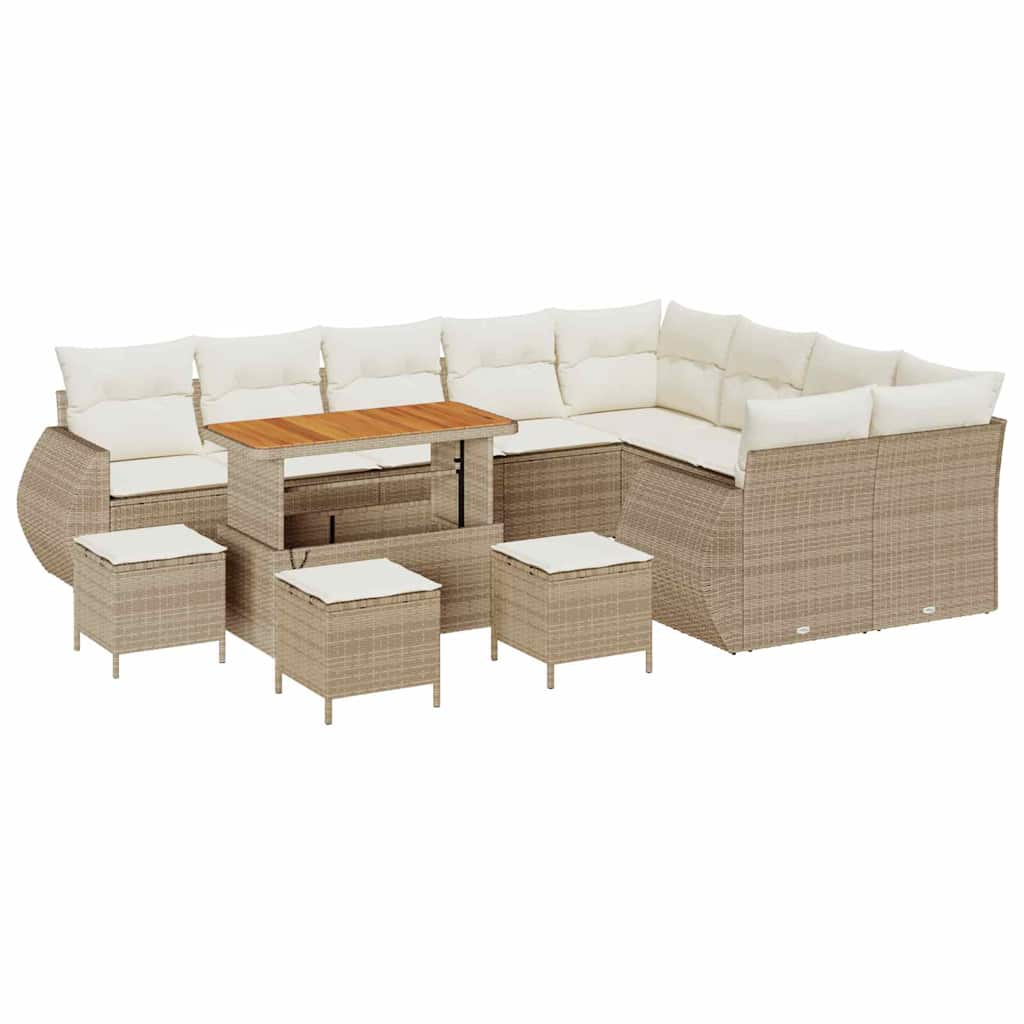 Set Divano da Giardino con cuscino 13 pcs beige e panna