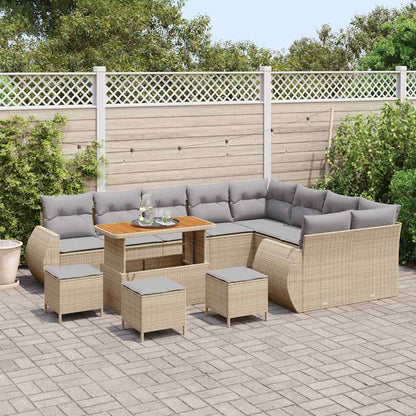 Set Divano da Giardino con cuscino 13 pcs Beige e Grigio Chiaro