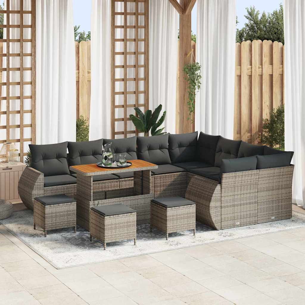Set Divano da Giardino 13 pcs Grigio Rattan in Polipropilene