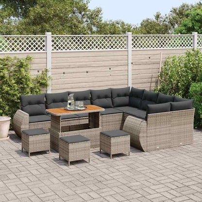 Set Divano da Giardino 13 pcs Grigio Rattan in Polipropilene
