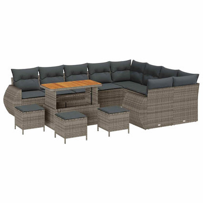 Set Divano da Giardino 13 pcs Grigio Rattan in Polipropilene