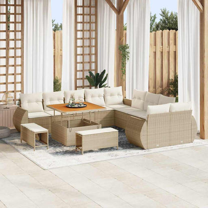 Set Divano da Giardino con cuscino 13 pcs beige e panna
