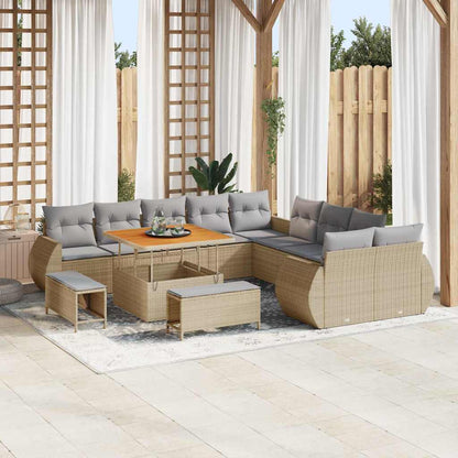 Set Divano da Giardino con cuscino 13 pcs Beige e Grigio Chiaro