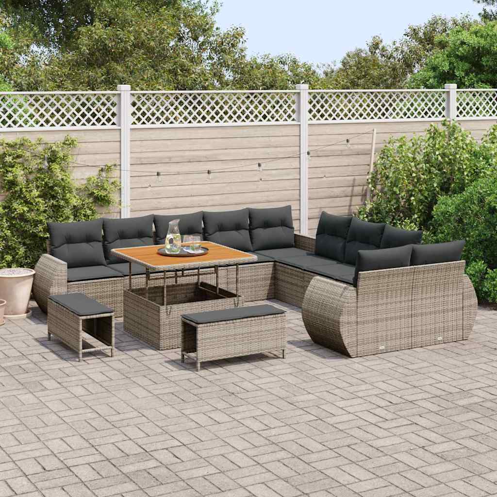 Set Divano da Giardino con cuscino 13 pcs Grigio