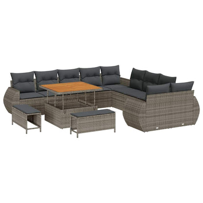 Set Divano da Giardino con cuscino 13 pcs Grigio