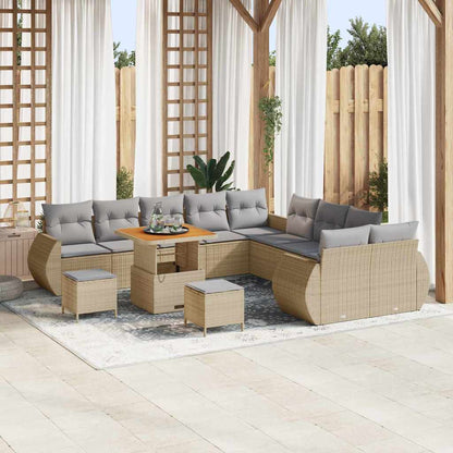 Set Divano da Giardino con cuscino 13 pcs Beige e Grigio Chiaro