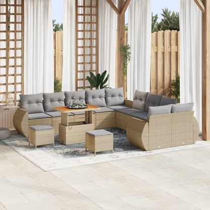 Set Divano da Giardino con cuscino 13 pcs Beige e Grigio Chiaro