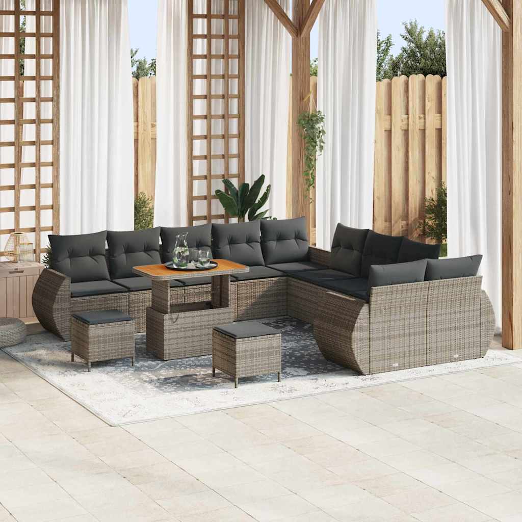 Set Divano da Giardino con cuscino con cuscino 13 pcs Grigio