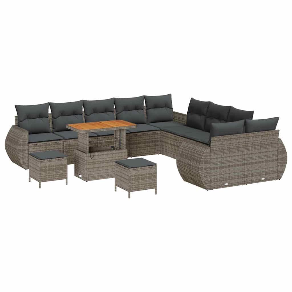 Set Divano da Giardino con cuscino con cuscino 13 pcs Grigio