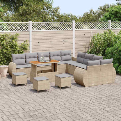 Set Divano da Giardino con cuscino 14 pcs Beige e Grigio Chiaro