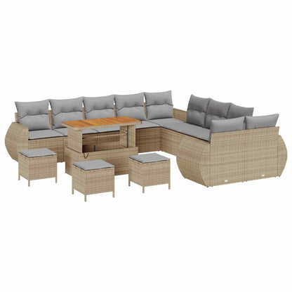 Set Divano da Giardino con cuscino 14 pcs Beige e Grigio Chiaro